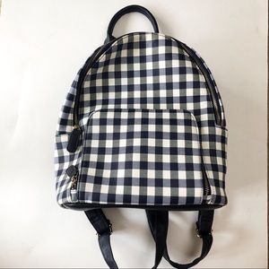 blue & white gingham checkered mini backpack